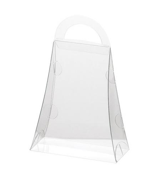 Scatola trasparente a borsa in pvc con manico mm. 95x42x120 -30Pz.