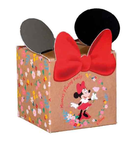 10pz. Scatolina cubetto con orecchiette Portaconfetti Minnie flowers mm. 50x50x50