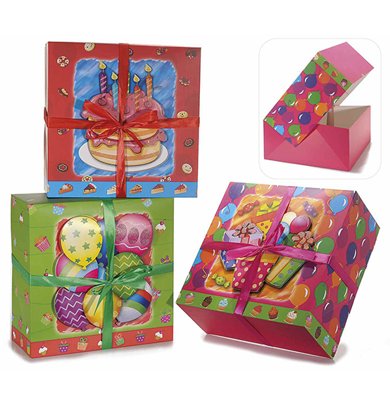 12pz. Scatola per dolci o regalo in carta colorata con stampe in 3D