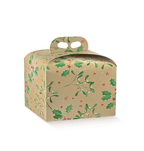 50pz. Scatola portapanettone basso Holly mm. 245x245x130