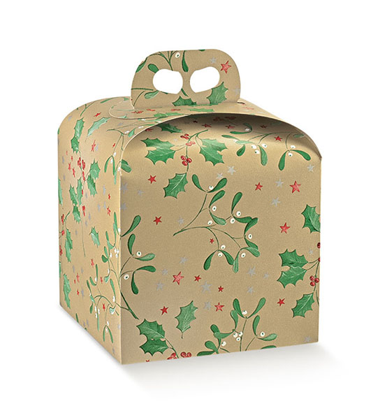 50pz. Scatola portapanettone Holly mm. 200x200x180