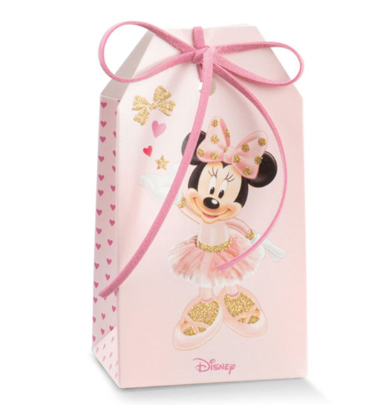Scatoline Portaconfetti tag Disney Minnie Ballerina con glitter Battesimo Nascita mm. 55x35x100