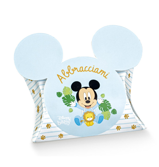10pz. Scatolina Portaconfetti busta Disney Mickey Baby celeste