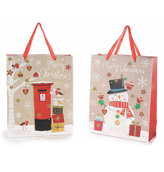 2 pezzi Borsa regalo di Natale Borsa carina di carta con cofanetto  Confezione di borsa regalo rossa, Borse natalizi durevoli, Sacchetti regalo  sfusi con manici, Sacchetti regalo piccoli riutilizzabili Sacchetti di carta