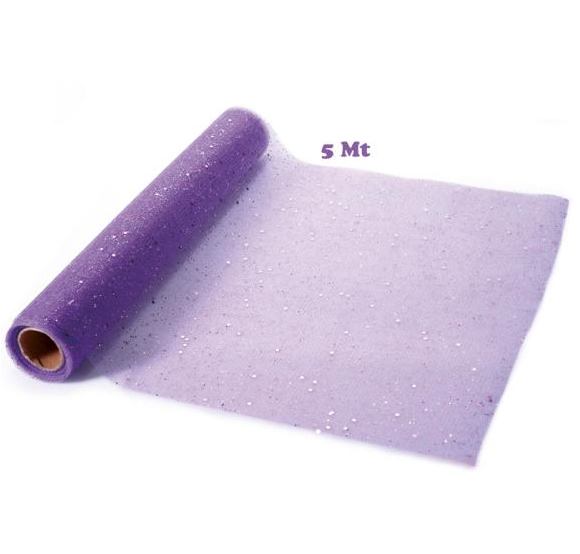 Rotolo organza viola con glitter cm. 36x5