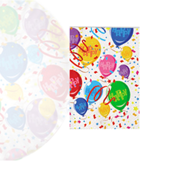 Tovaglia rettangolare in pvc happy balloons cm. 140x270