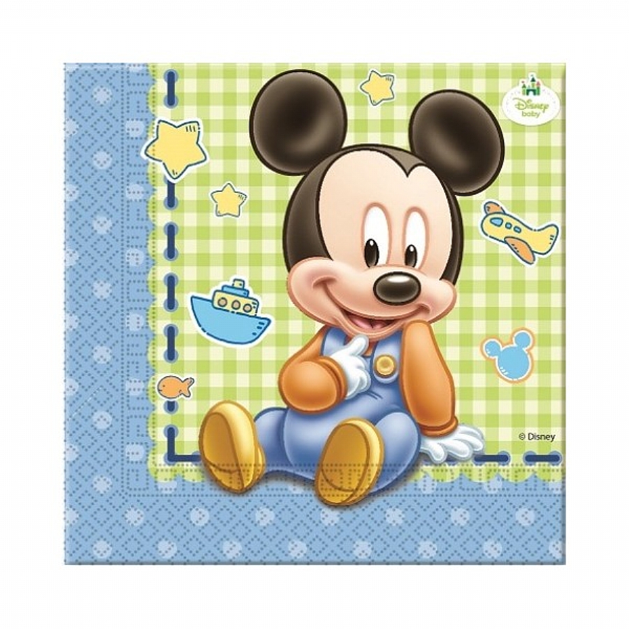 20PZ. TOVAGLIOLI TOPOLINO MICKEY MOUSE BABY DISNEY CM 33X33