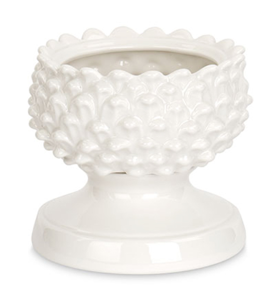 Bomboniera nozze vaso piccolo in porcellana bianca diam. cm. 13x12,5 Linea "Pigna"