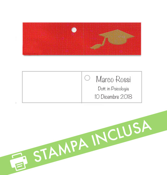 20pz. Bigliettini PERSONALIZZATI per confetti laurea mm. 45x25h., Scatole  Discount.it - Trasparenti, in cartone, portabottiglie, portaconfetti,  nastri, bomboniere e ragali