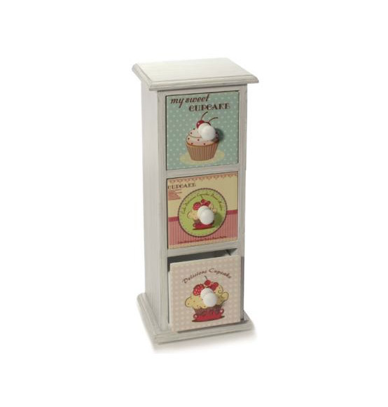 Cassettiera Cupcake in legno cm. 13,5x11x34