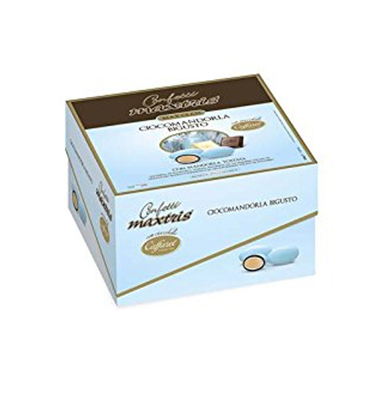 Confetti incartati maxtris caffarel vassoio ciocomandorla bigusto celeste 500 gr