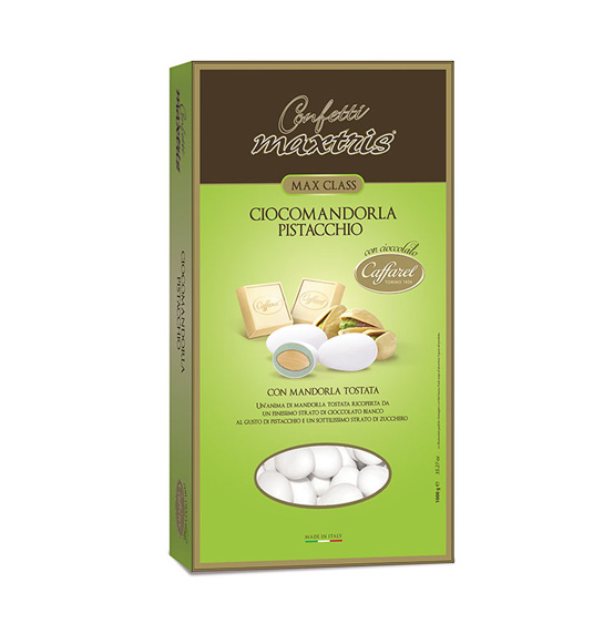 Confetti Maxtris caffarel cicomandorla pistacchio colore bianco 1kg.