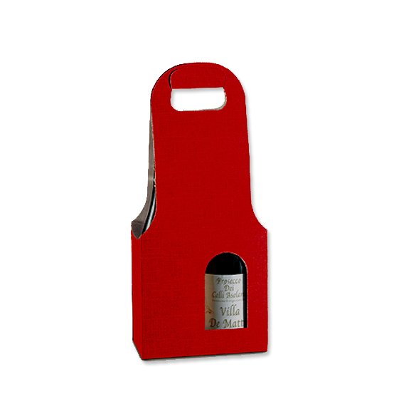 Scatola bag seta rossa 2 bottiglie mm. 180x90x410