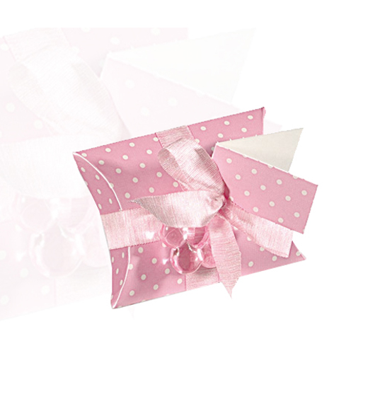 10pz. Scatola portaconfetti busta pois rosa mm. 70X70X25
