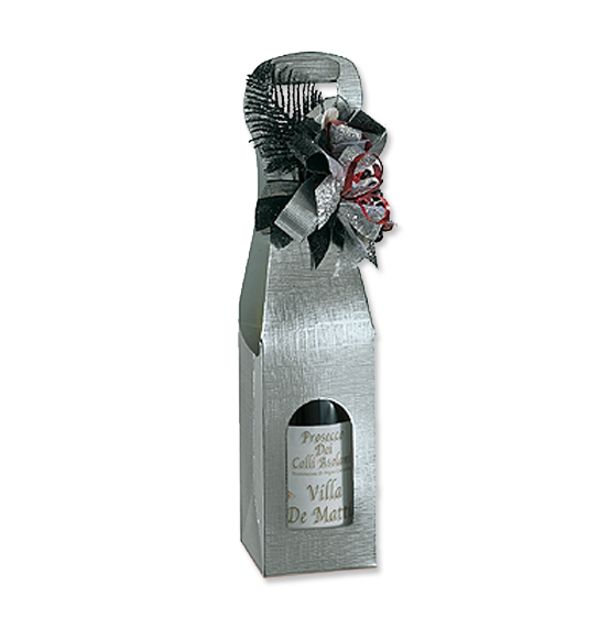 Scatola bag seta argento 1 bottiglia mm. 90x90x410