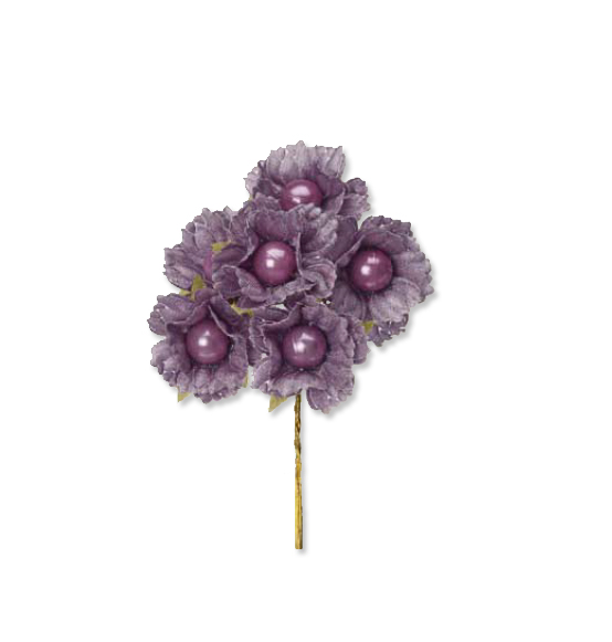 72pz. Decorazione mazzolino fiori con perla lilla