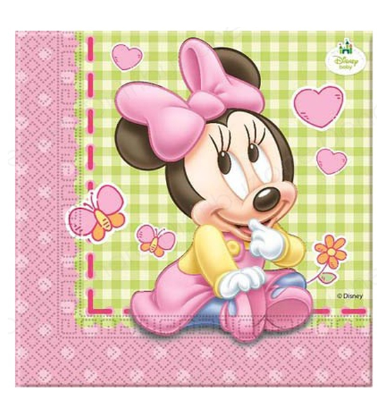 20PZ. TOVAGLIOLI MINNIE BABY DISNEY CM 33X33