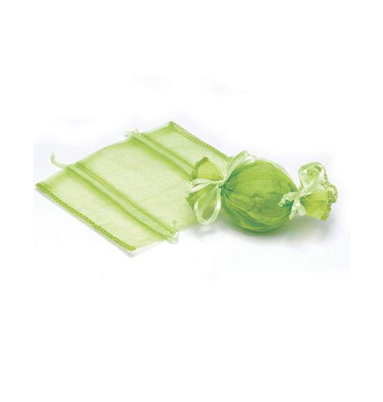 Sacchetto portaconfetti a forma di caramella in organza verde mela cm. 13x14,5
