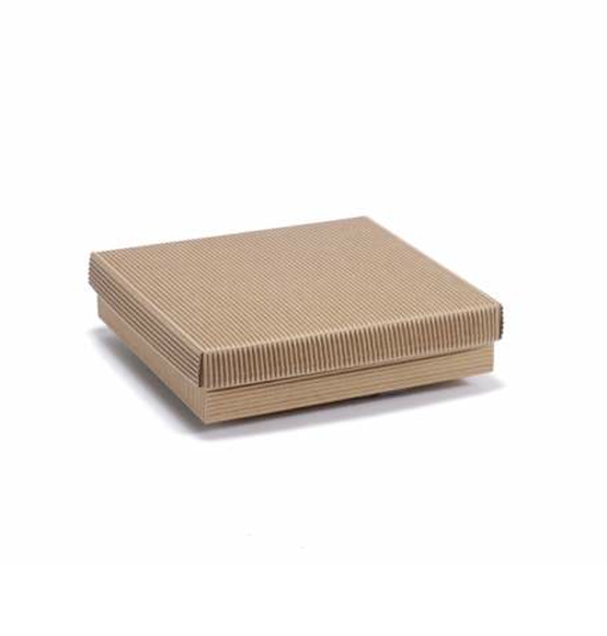 15PZ. Scatola in cartone Fondo + Coperchio onda avana mm. 215x215x50h.