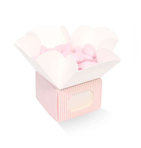 scatola box porta dolci con finestra millerighe rosa 380 x 300 x 140 mm  17465